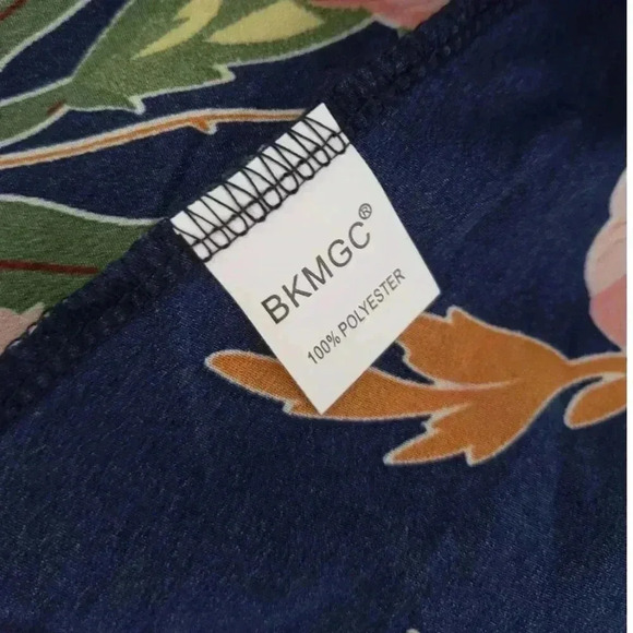 Boho Summer Floral maxi dress with slit in the front Medium Navy - Picture 4 of 11